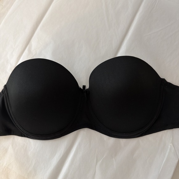 Strapless Bra 36C Black Underwire Padded Push Up Molded Cups - Picture 5 of 6